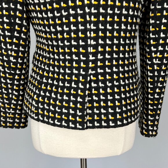Etcetera Womens Wool Blazer Jacket Black Yellow Asymmetric Moto Zip size 12 - Picture 9 of 13